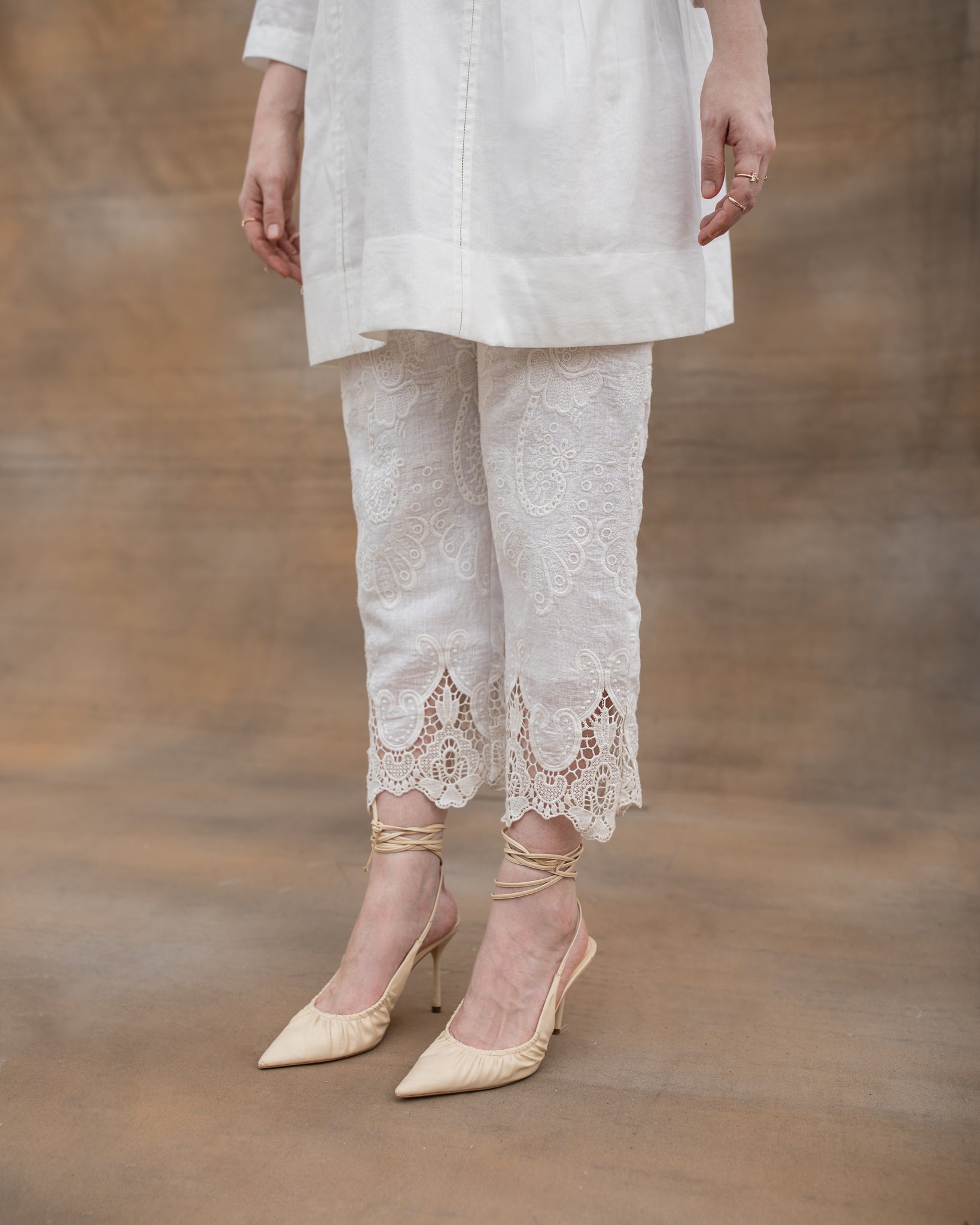 High-rise guipure lace pants in white - Zimmermann | Mytheresa